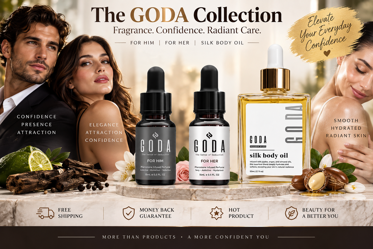 The GODA Beauty Edit: For Him, For Her & Silk Body Oil for Everyday Confidence and Care