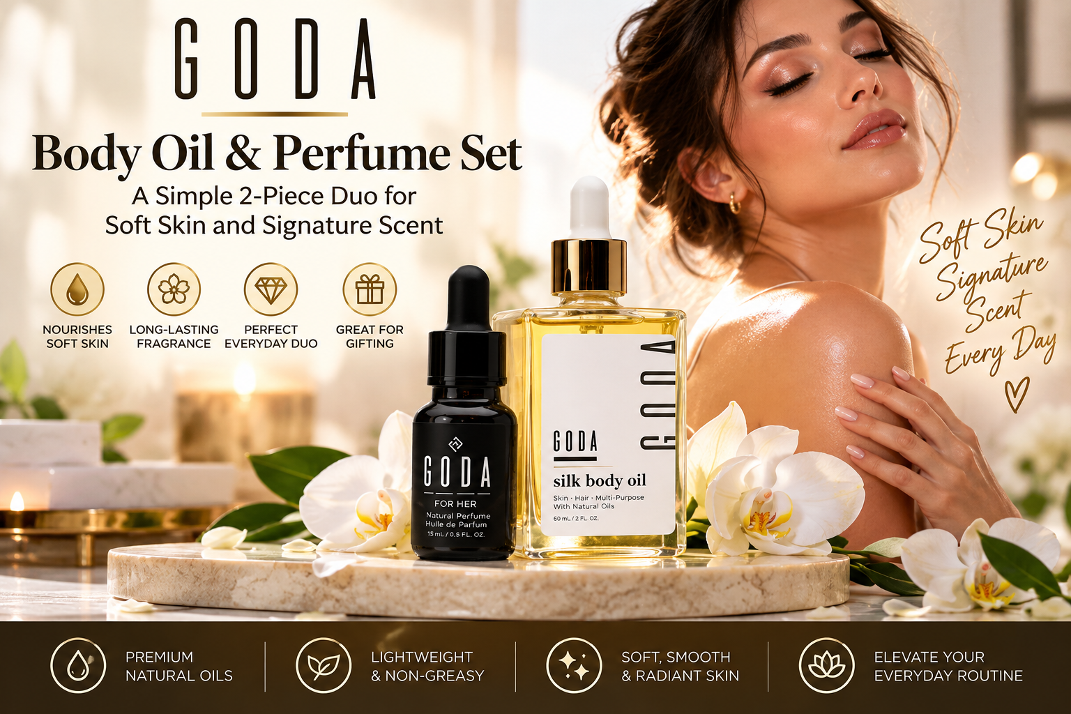 GODA Body Oil & Perfume Set: The Perfect 2-Piece Duo for Silky Skin & a Signature Scent
