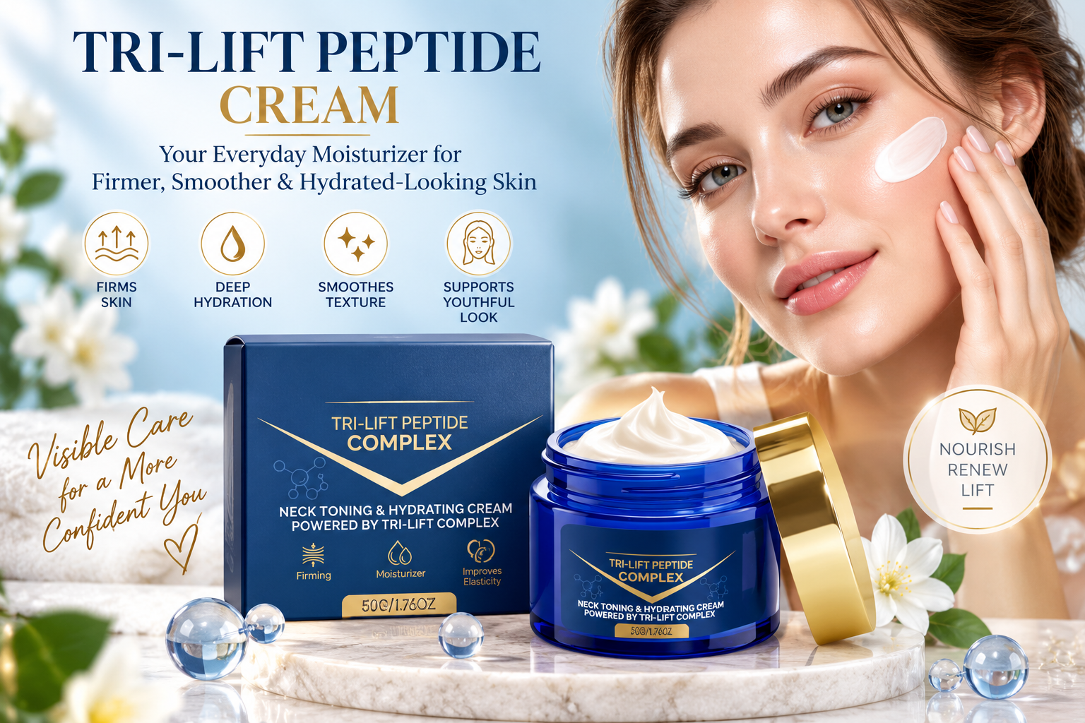 Tri-Lift Peptide Cream: Your Everyday Moisturizer for Firmer, Smoother & Hydrated-Looking Skin