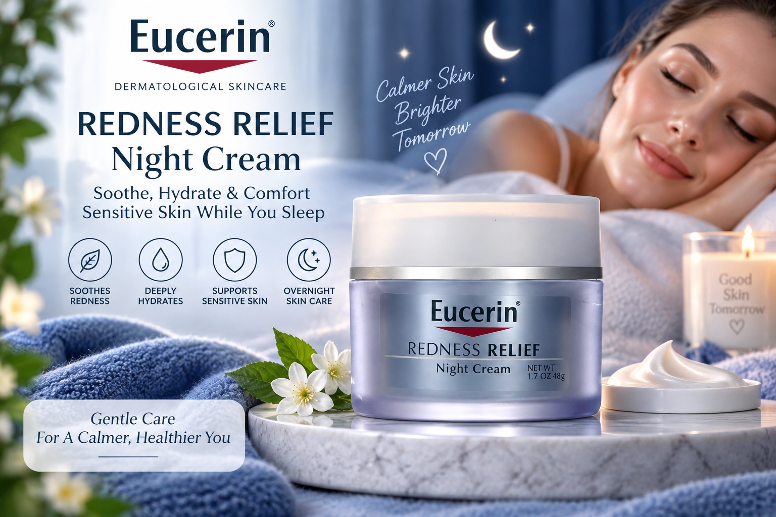 Eucerin Redness Relief Night Cream: Soothe, Hydrate & Comfort Sensitive Skin While You Sleep