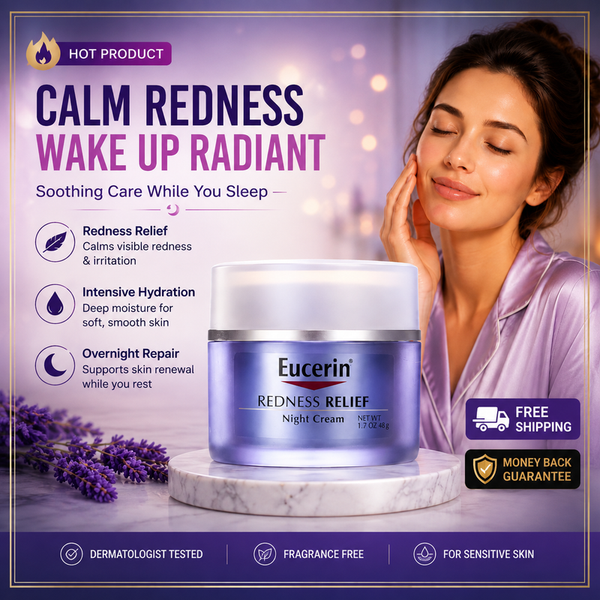 Eucerin Redness Relief Night Cream 1.7 oz for Sensitive Skin